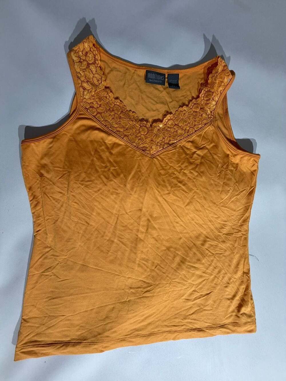 Chico's Additions Gold Lace Trim Tank Top Womens Size 2 L